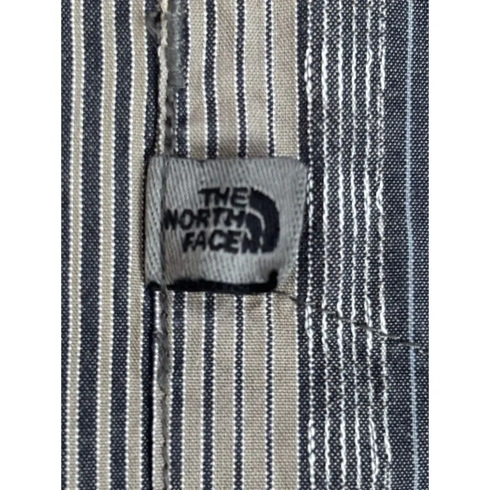 The North Face Men's XL Blue Tan Striped‎ Active Outdoors Long Sleeve Button Up
